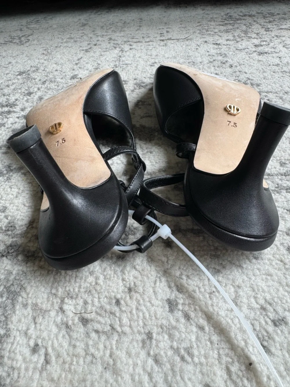 PAIGE Winnie Black Leather Pointed Toe Slingback Pump with Gold Buckle - Picture 8 of 10